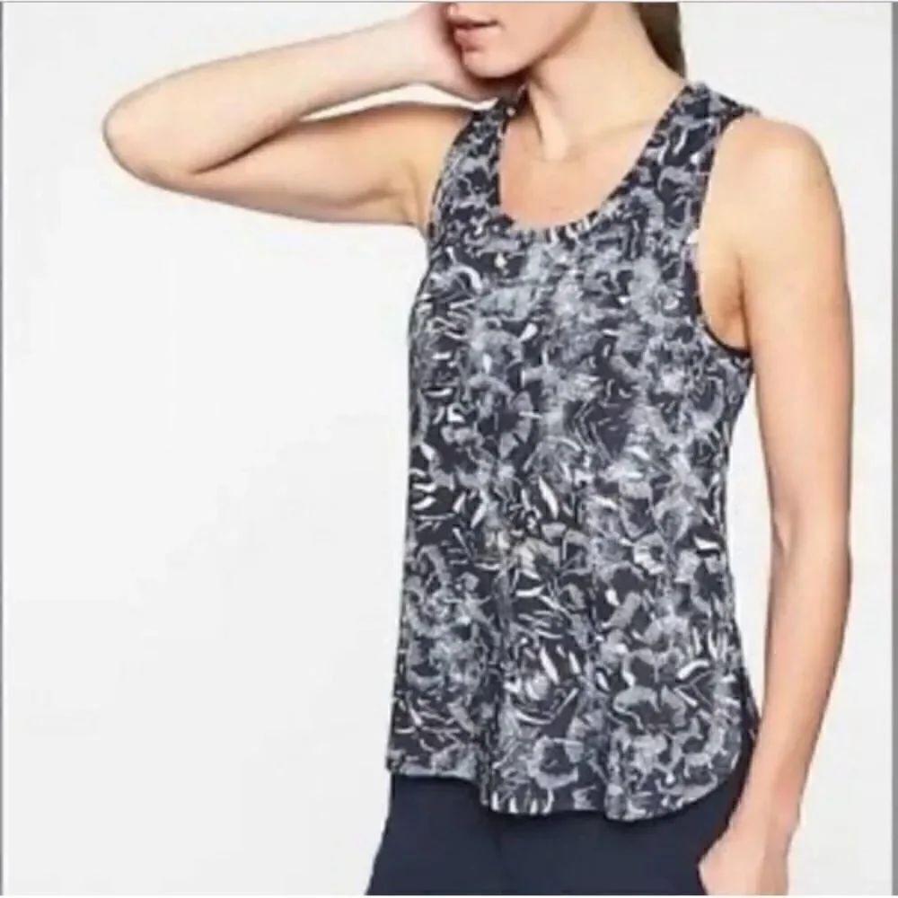 Athleta Breezy Tank Navy Blue White